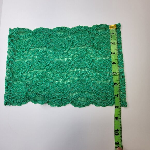 Green See Through Elastic Lace Bandeau Strapless Lace Tube Top Lace Crop Top - Picture 5 of 7